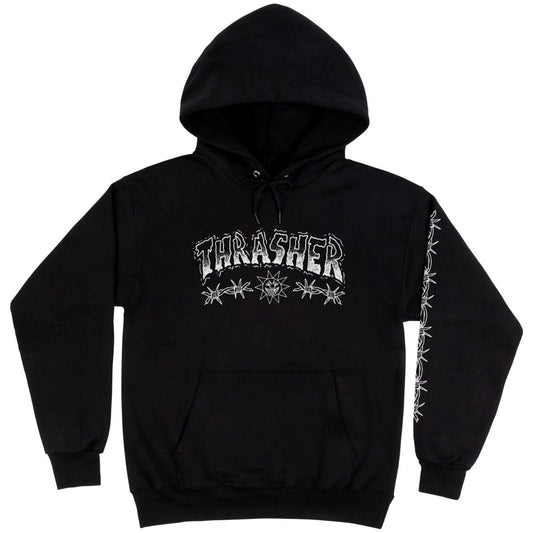 THRASHER HOODIE Thrasher Magazine Barbed Wire Hoodie - Black