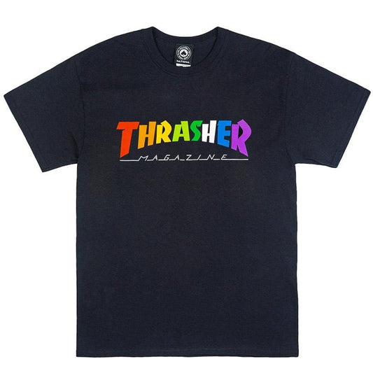 THRASHER T-SHIRT XL THRASHER RAINBOW MAG TEE - BLACK