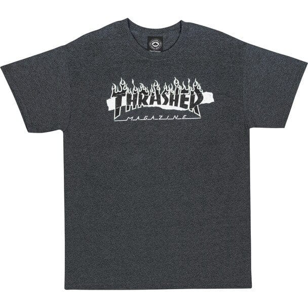 THRASHER T-SHIRT XL THRASHER RIPPED TEE - GRAY