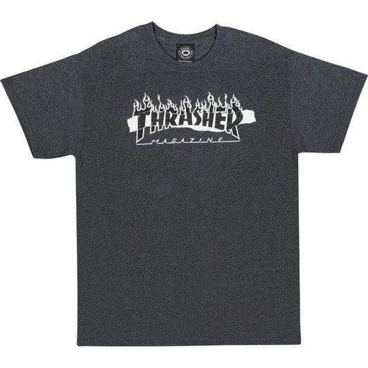 THRASHER T-SHIRT XL THRASHER RIPPED TEE - GRAY