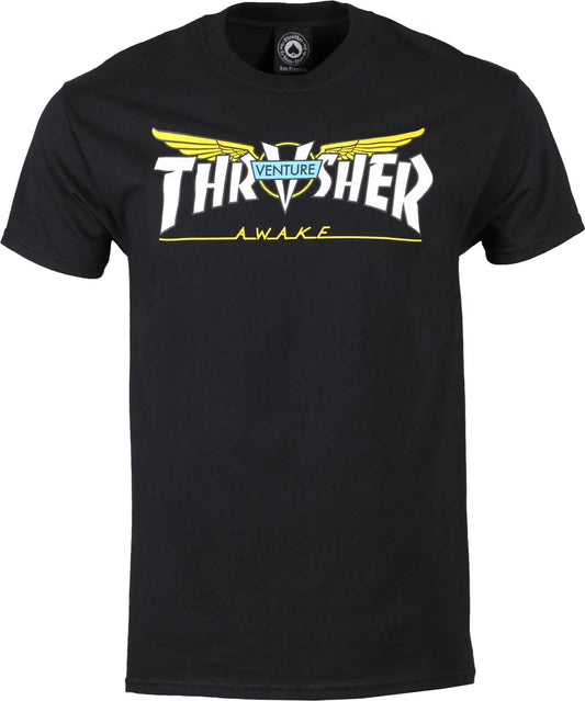 THRASHER T-SHIRT THRASHER VENTURE COLLAB TEE - BLACK