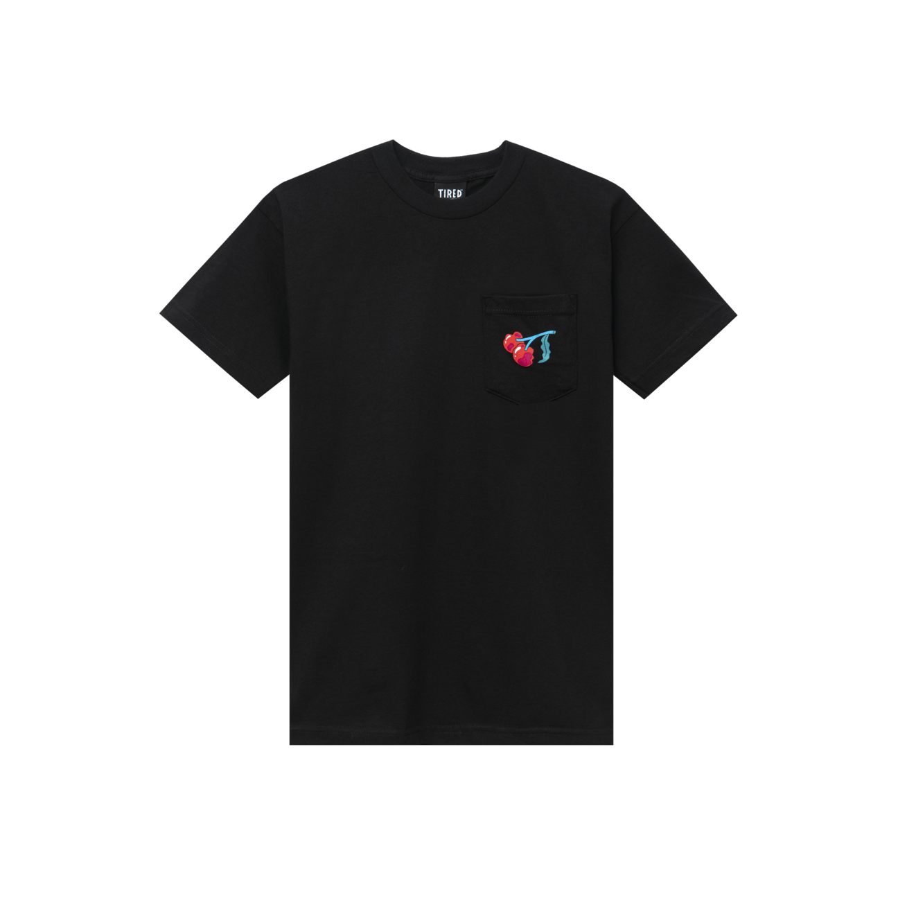 TIRED T-SHIRT TIRED CHERISE POCKET TEE -  BLACK