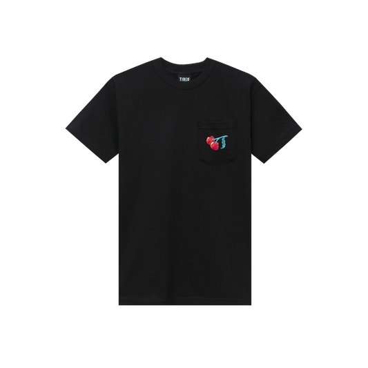 TIRED T-SHIRT TIRED CHERISE POCKET TEE -  BLACK