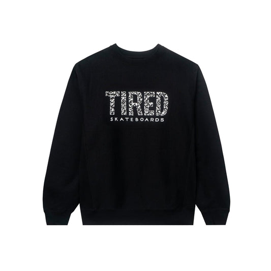 TIRED CREWNECK TIRED ELEPHANT PATTERN CREWNECK - BLACK