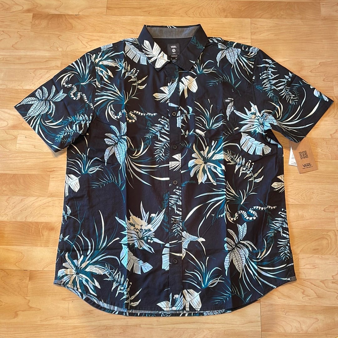 VANS SHORT SLEEVE SHIRT VANS BACK BAY S/S SHIRT - BLACK DEEP TEAL