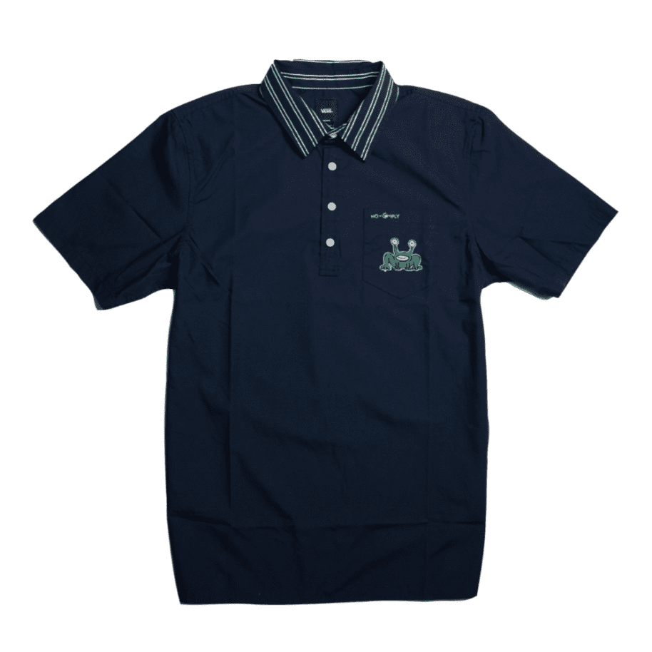 VANS SHORT SLEEVE SHIRT S VANS x DANIEL JOHNSTON HOW ARE YOU S/S POLO SHIRT - DRESS BLUES