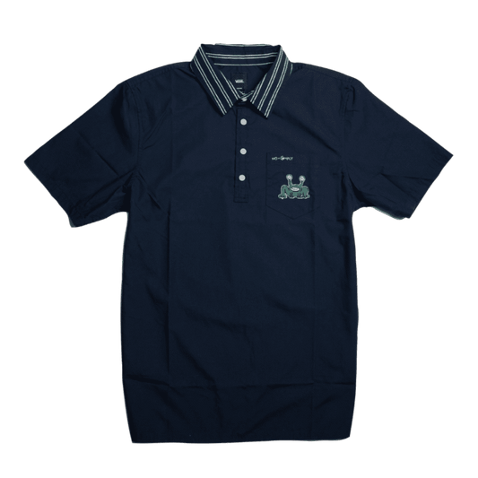 VANS SHORT SLEEVE SHIRT S VANS x DANIEL JOHNSTON HOW ARE YOU S/S POLO SHIRT - DRESS BLUES