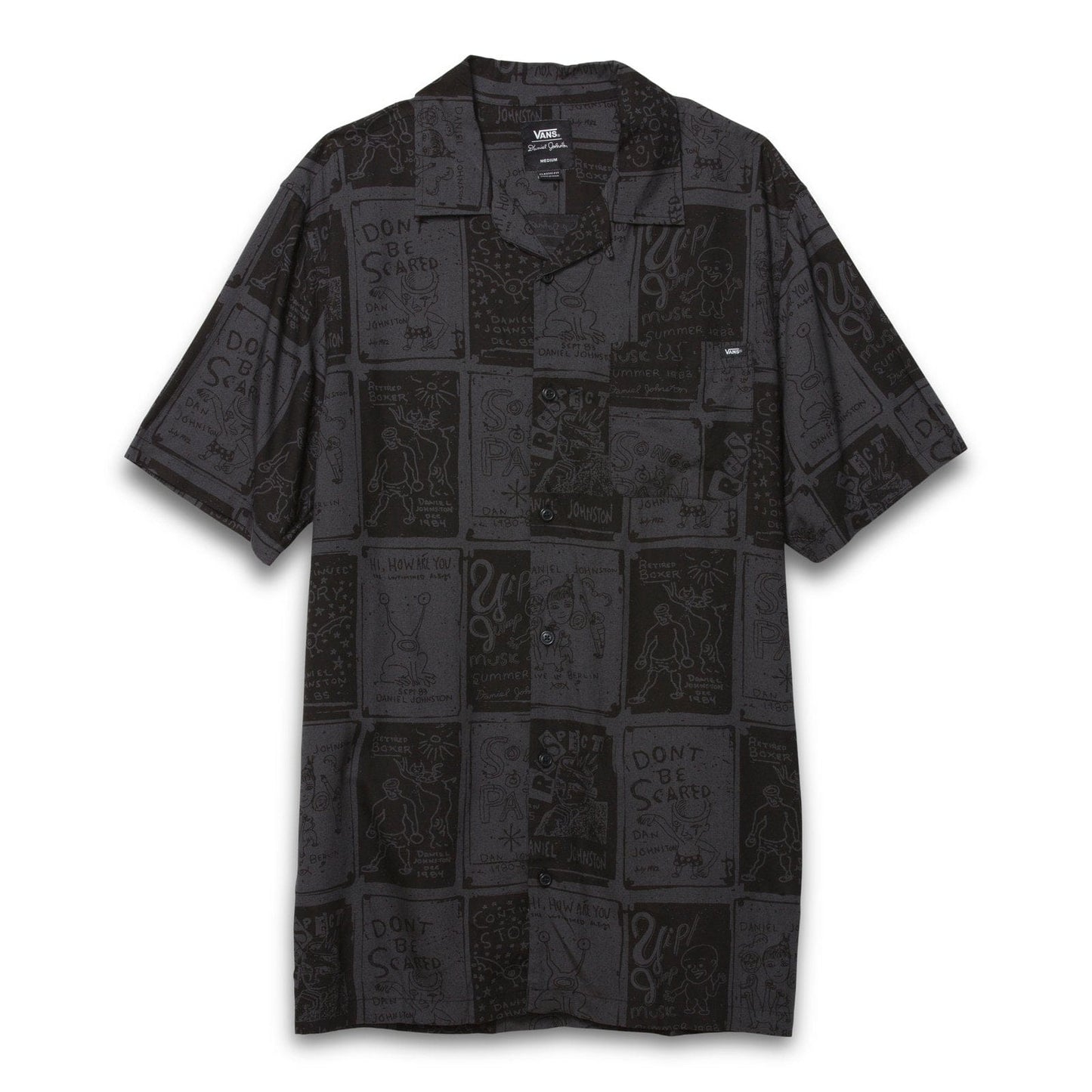 VANS SHORT SLEEVE SHIRT S VANS X DANIEL JOHNSTON S/S SHIRT - BLACK